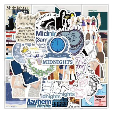 10/60PCS New Album Midnights Stickers Beautiful Stickers DIY Mobile Phone Notebook Graffiti Children's Toys Case Stickers (ONLINE ORDER ONLY)