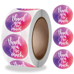 500pcs/roll Round Brown labels Thank You Kraft Stickers 1 inch Wedding Pretty Gift Envelope Sealing Label Stickers Stationery (ONLINE ORDER ONLY)