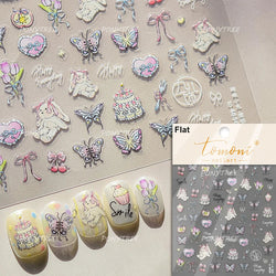 Colourful Field Bouquet Flower Spring Field Violet Daisy Bowknot Butterfly 5D Relief Adhesive Nail Art Stickers Manicure Decals (ONLINE ORDER ONLY)