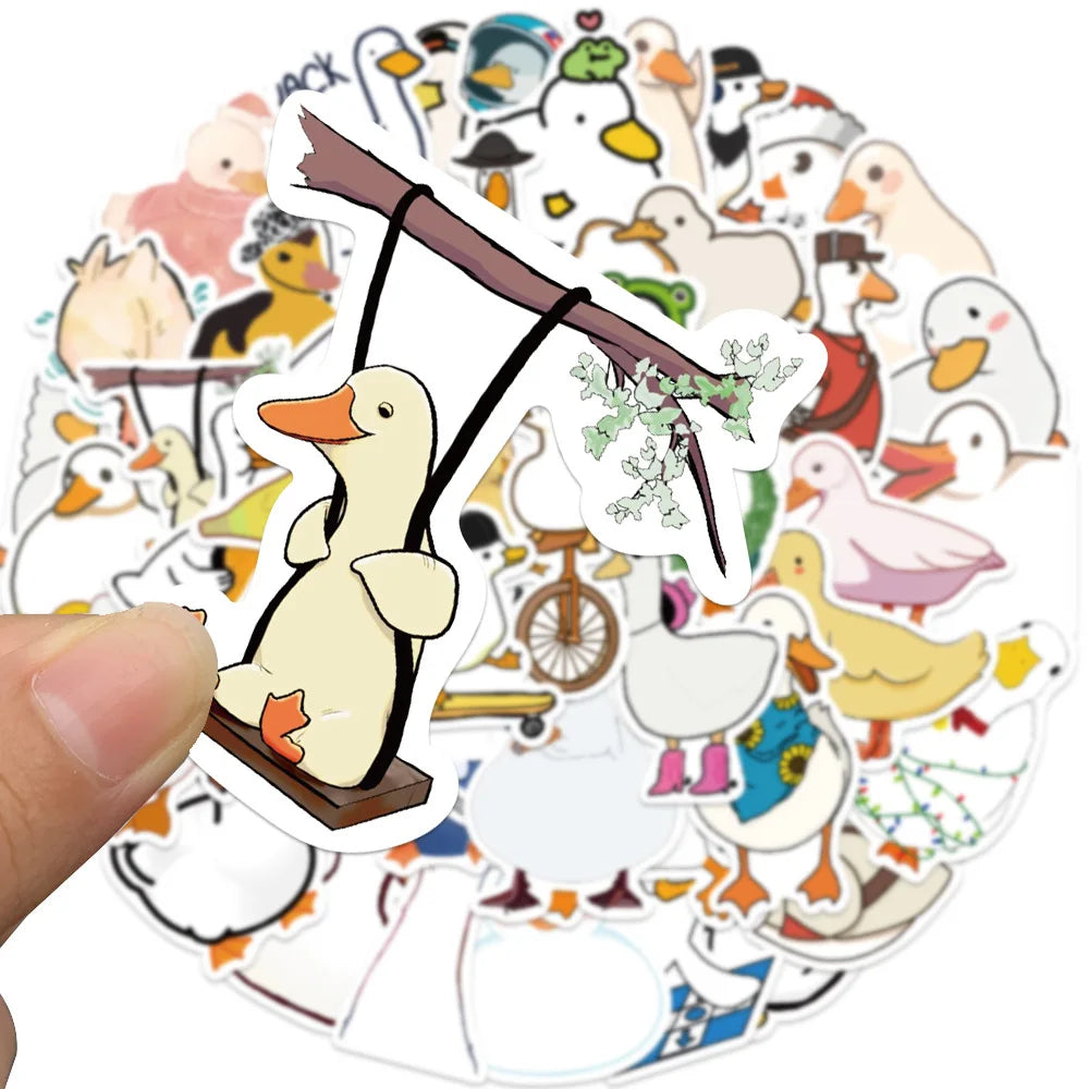 10/30/50PCS Funny Cartoon Cute Duck Stickers Animal DIY Skateboard Laptop Motorcycle Notebook Bike Graffiti Decals Kid Toys Gift (Online Order Only)