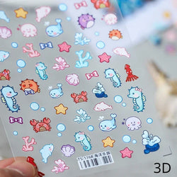 Chinese Black Red Lucky Carp Fish 3D Self Adhesive Nail Art Stickers 5D Soft Relief Nail Phone Decals Goldfish Beach Sea Summer (ONLINE ORDER ONLY)