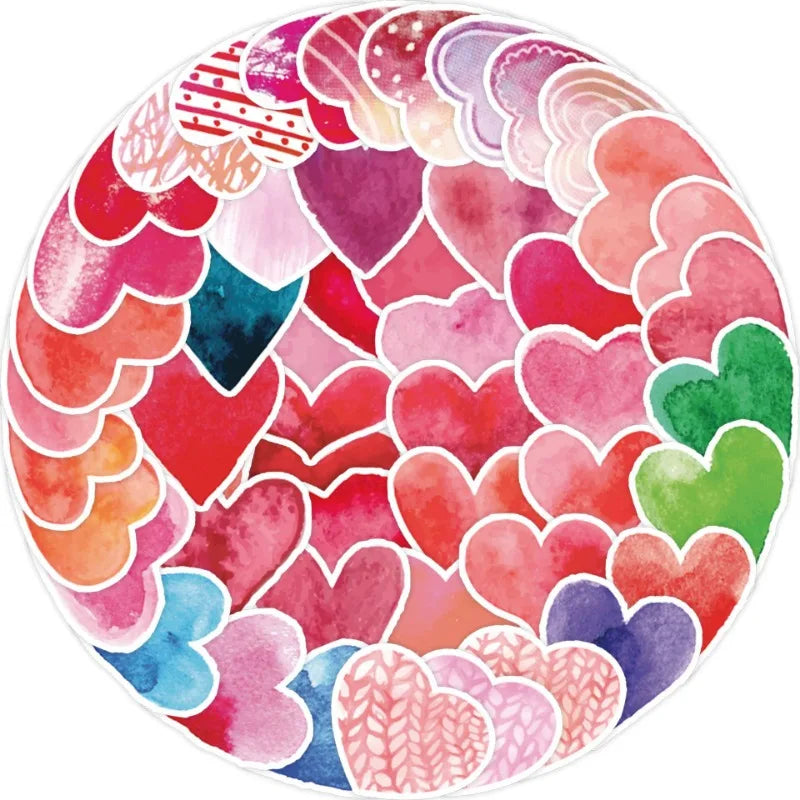 Heart Shape Stickers for DIY Scrapbooking, Suitcase, Water Bottle, Phone, Laptop, Guitar, Car - 10/25/50pcs (ONLINE ORDER ONLY)