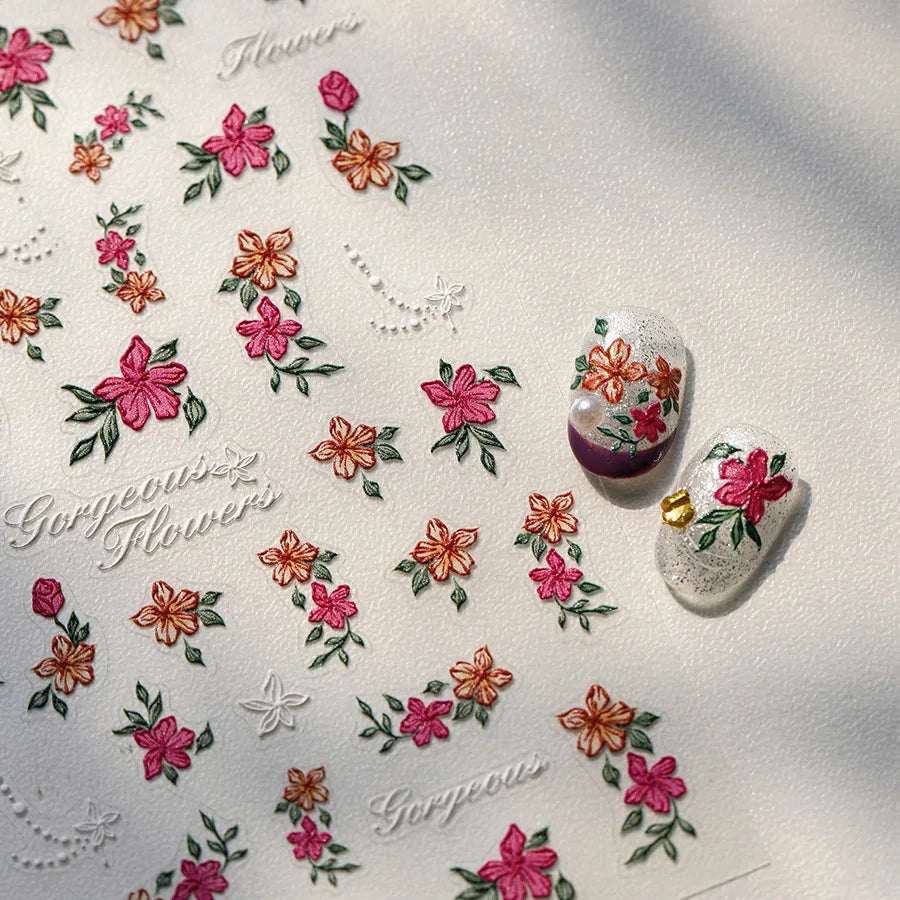 Peony Paeonia Lactiflora Rich Glory Flower Butterfly Ancient Fan Tassels Caved Window Adhesive Nail Art Sticker Manicure Decals (ONLINE ORDER ONLY)