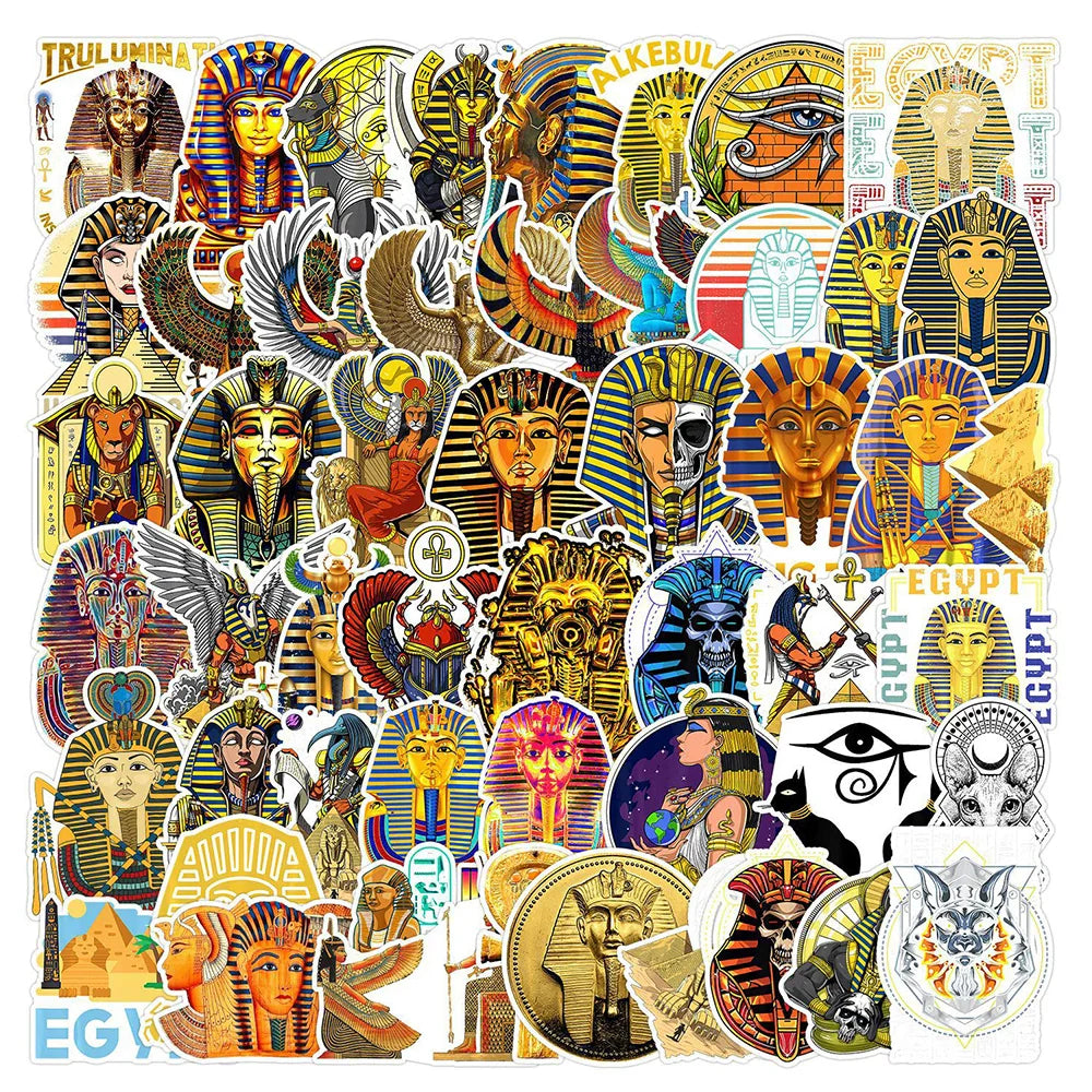 Vintage Egypt Pharaoh Pyramid Stickers 10/30/50pcs for Skateboard, Laptop, Car (ONLINE ORDER ONLY)