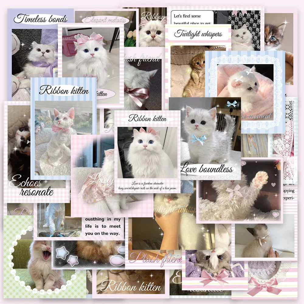 50pcs Cute Kitten Graffiti Stickers for Helmet, Desktop, Wall Decoration, DIY (ONLINE ORDER ONLY)