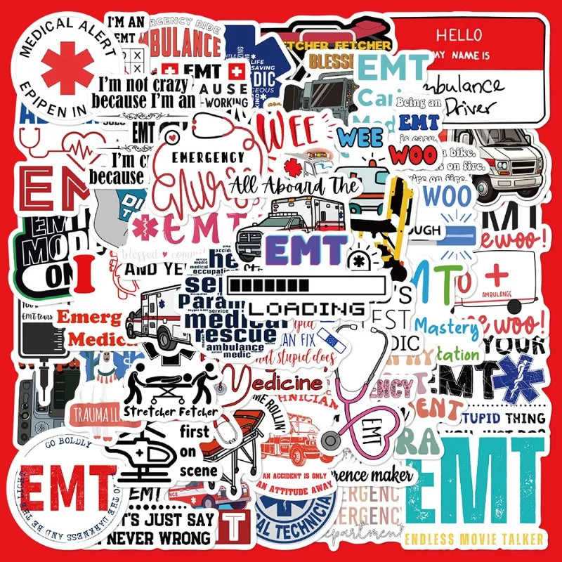 50pcs Cartoon Medical Graffiti Stickers for Helmet, Desktop, Wall Decoration, DIY (ONLINE ORDER ONLY)