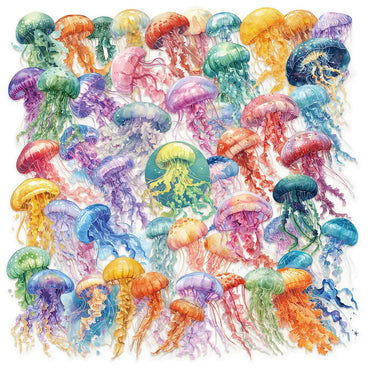 Cartoon Jellyfish Transparent Stickers PVC Waterproof Skateboard Notebook Graffiti Toy 10/30/50PCS (Online Order Only)