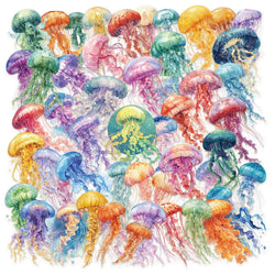 Cartoon Jellyfish Transparent Stickers PVC Waterproof Skateboard Notebook Graffiti Toy 10/30/50PCS (Online Order Only)
