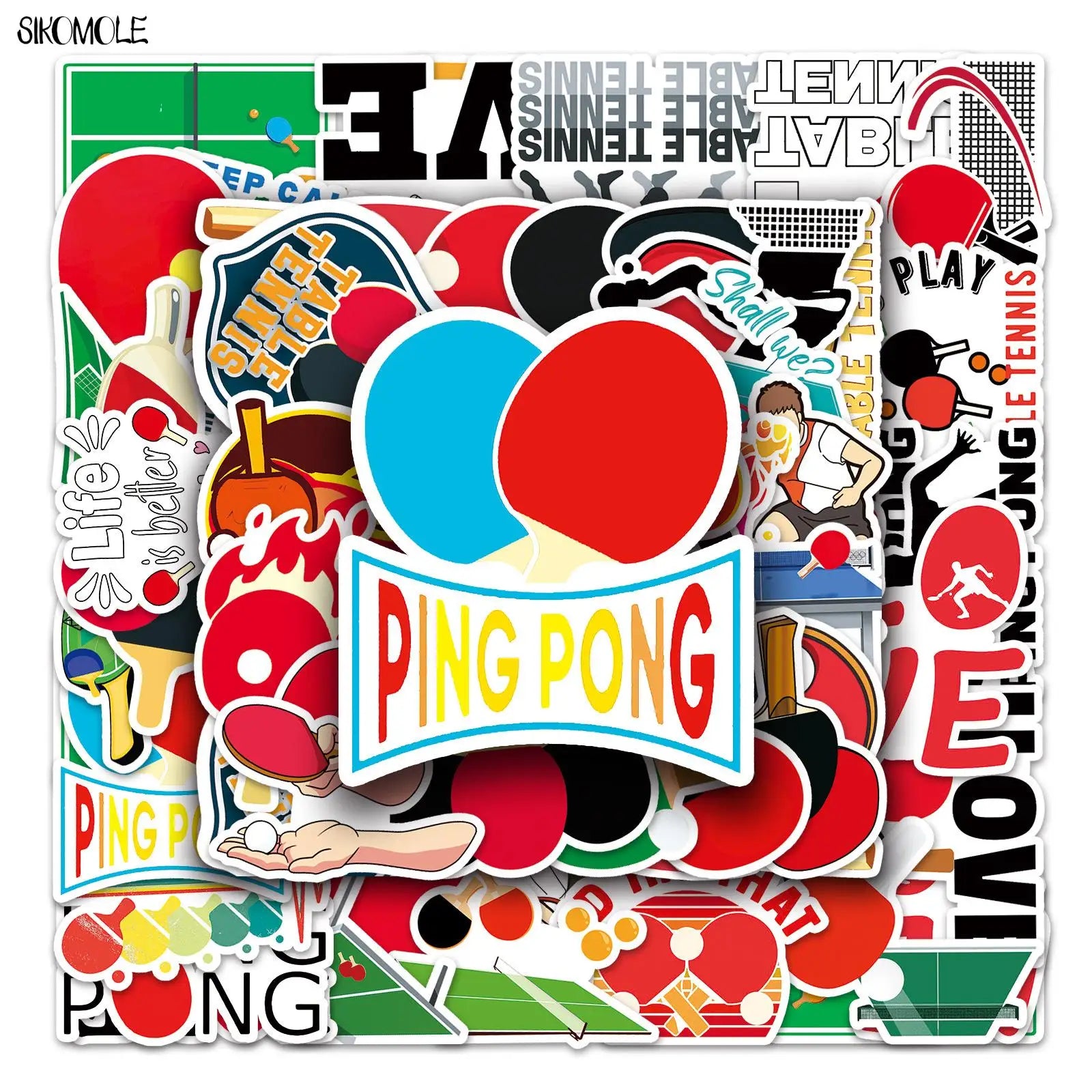 Ping-pong Ball Graffiti Stickers 10/30/50pcs DIY Toy Laptop Skateboard Phone Guitar Cup Decal (Online Order Only)