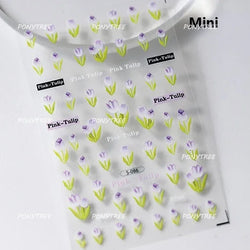 Tulips Flower Letter Bowknot Butterfly Irregular Lines Pearl Tender 5D Adhesive Nail Art Stickers Manicure Decals Stick on Nail (ONLINE ORDER ONLY)