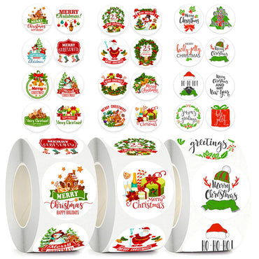100-500pcs Christmas Gift Decorative Stickers 1 Inch Round Thank You Labels Handmade Candy Biscuits Packaging Christmas Sticker (ONLINE ORDER ONLY)