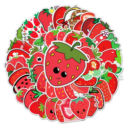 50Pcs Strawberry Cartoon Waterproof Vinyl Stickers for Skateboard Snowboard (Online Order Only)