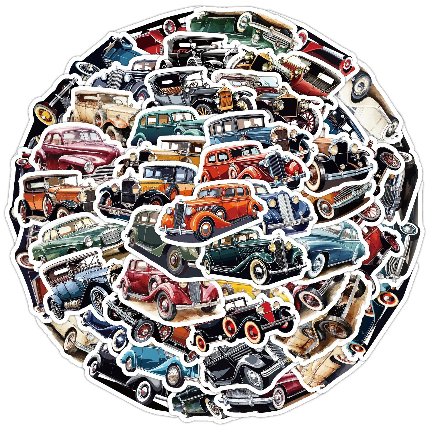 Retro Car Cartoon Stickers for Phone, Laptop, Luggage, Skateboard - 10/30/50PCS (ONLINE ORDER ONLY)