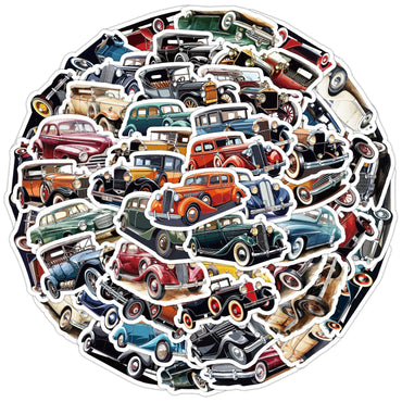 Retro Car Cartoon Stickers for Phone, Laptop, Luggage, Skateboard - 10/30/50PCS (ONLINE ORDER ONLY)