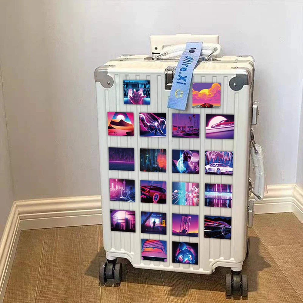 10/30/52pcs Laser INS Vaporwave Aesthetic Stickers Skateboard Scrapbook Phone Laptop Luggage Cartoon Cool Sticker Decals Kid Toy (ONLINE ORDER ONLY)