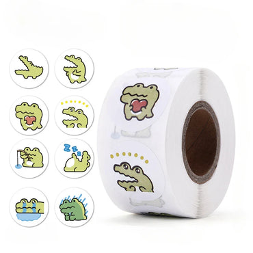 100-500 Pcs 2.5cm Cute Animal Crocodile Stickers Roll for Envelope Praise Reward Student Kid Work Label Stationery Seal Label (ONLINE ORDER ONLY)