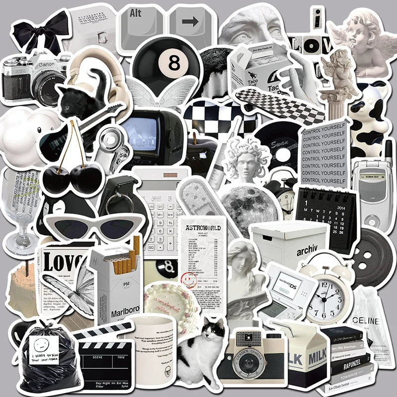 10/30/61PCS Simple Sculpture PVC Graffiti Sticker Sticky Aesthetic Decorative Scrapbook DIY Child Phone Stationery Supply (Online Order Only)