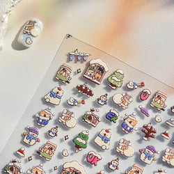 Cat House Snow Tree Window Fish Star Shiny Snowman Duck 5D Self Adhesive Nail Art Stickers Hat Apple Rhinestone Manicure Decals (ONLINE ORDER ONLY)