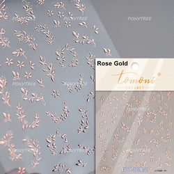 Gold Hot Stamping Flowers Leaves 3D 5D Pearl Bead Delicate Self Adhesive Nail Art Decorations Stickers Manicure Decals Wholesale (Online Order Only)