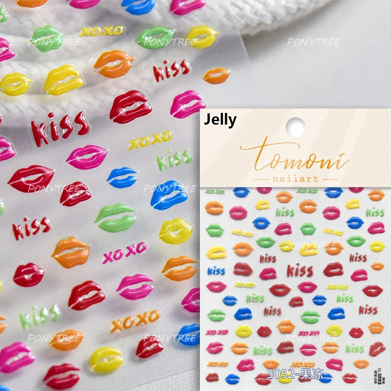 Graffiti Line Love Heart Cool Personal Hollow Out English Letter Y2k Self Adhesive Nail Art Decorations Sticker Manicure Decals (ONLINE ORDER ONLY)