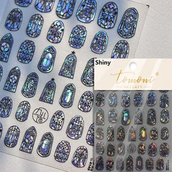 Chic Retro Rose Photo Frame Dried Flower Petal Self Adhesive Nail Art Stickers 5D Hot Stamping Relief Rhinestone Manicure Decals (Online Order Only)