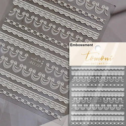 French Style Colorful Square Grid Rhombus Stripe Bowknot Line 3D Self Adhesive Nail Art Stickers Shiny Rhinestone Manicure Decal (Online Order Only)