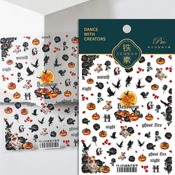 Halloween Ghost Pumpkin Bat Coffin Cat Spider Demon Jelly Self Adhesive Nail Art Sticker Terrifying Candy Candle Manicure Decals (ONLINE ORDER ONLY)