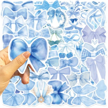 10/50pcs Cute Girls Blue Bowknot Decoration Stickers ins Coquette Bows Graffiti Decals DIY Diary Notebook Laptop Guitar Sticker (ONLINE ORDER ONLY)