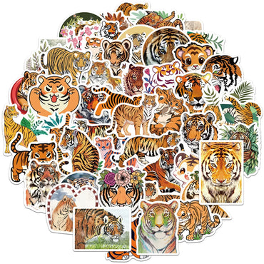 Cute Tiger Animal Stickers for Suitcase, Skateboard, Laptop, Phone - 10/30/50Pcs (ONLINE ORDER ONLY)