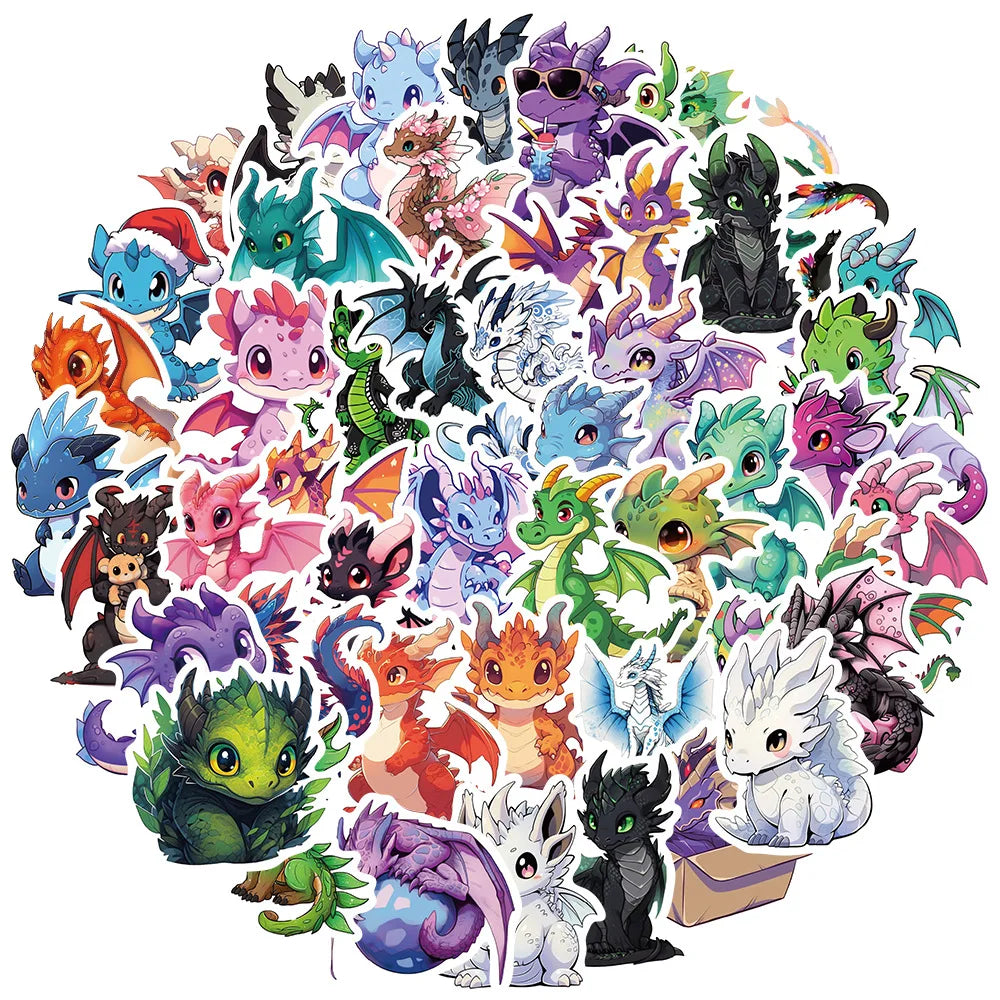 Cartoon Dragon Stickers for Suitcase, Skateboard, Laptop, Phone - 10/30/50Pcs (ONLINE ORDER ONLY)