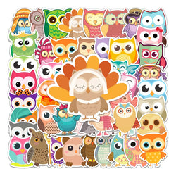 50Pcs Cute Owl Waterproof Stickers for Skateboards and Home Decor (Online Order Only)