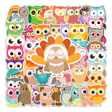 50Pcs Cute Owl Waterproof Stickers for Skateboards and Home Decor (Online Order Only)