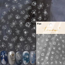 Winter Dreamy Hot Stamping Romantic White Pink Snowflakes Hexagon 3D Self Adhesive Nail Art Stickers Christmas Manicure Decals (ONLINE ORDER ONLY)