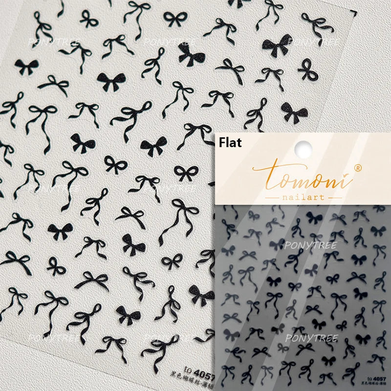 White Black Pink Bowknot Lace Star Pearl Tassel Pendant Shiny 5D Embossed Relief Self Adhesive Nail Art Stickers Manicure Decals (ONLINE ORDER ONLY)