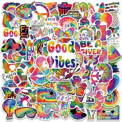 50/100PCS Hippie Trippy Rainbow Psychedelic Graffiti Stickers for Laptop Motorcycle Skateboard Waterproof Decal Sticker Toys (ONLINE ORDER ONLY)