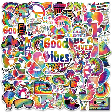 50/100PCS Hippie Trippy Rainbow Psychedelic Graffiti Stickers for Laptop Motorcycle Skateboard Waterproof Decal Sticker Toys (ONLINE ORDER ONLY)