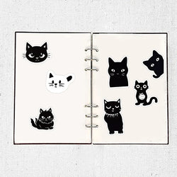 10/30/50PCS Kawaii Black Cat PVC Sticker Aesthetic Children's Decoration Scrapbooking for Kids Korean Stationery School Supplies (ONLINE ORDER ONLY)