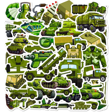 10/30/50PCS Green Military Affairs PVC Sticker Aesthetic DIY Decoration Scrapbooking Stationery School Supplies for Kids (ONLINE ORDER ONLY)