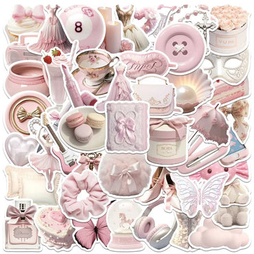 10/50pcs Cute Vintage Pink Ballet Girls Stickers Kawaii Ins Decals DIY Decoration For Suitcase Notebook Laptop Phone Car Sticker (Online Order Only)
