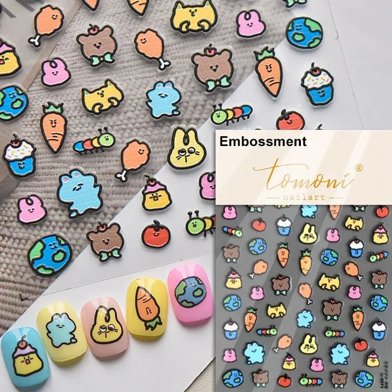 Charming Cherry's Cake Cute Bowknot Pink Blue Bear Flower Bouquet Strawberry Adhesive Nail Art Sticker Rhinestone Manicure Decal (Online Order Only)