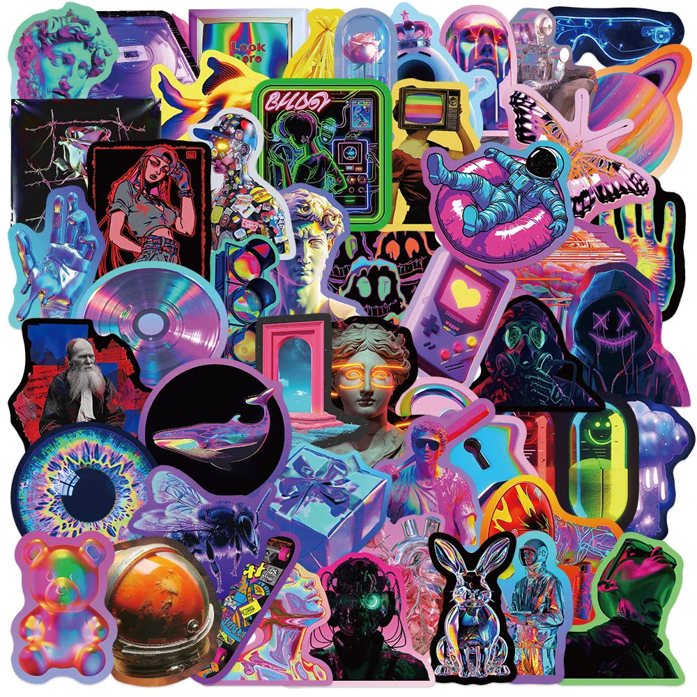 50Pcs Cartoon Laser Cyberpunk Style Series Stickers for Suitcase Phone Skateboard Laptop Luggage Fridge Car Styling DIY Stickers (ONLINE ORDER ONLY)
