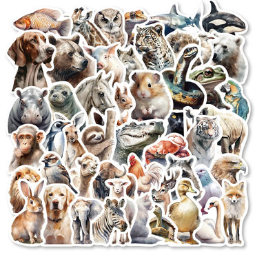 10/30/50PCS Cute Cartoon Zoo Wild Animals Stickers Label DIY Stationery Notebook Luggage Car Laptop Sticker Classic Toy (ONLINE ORDER ONLY)