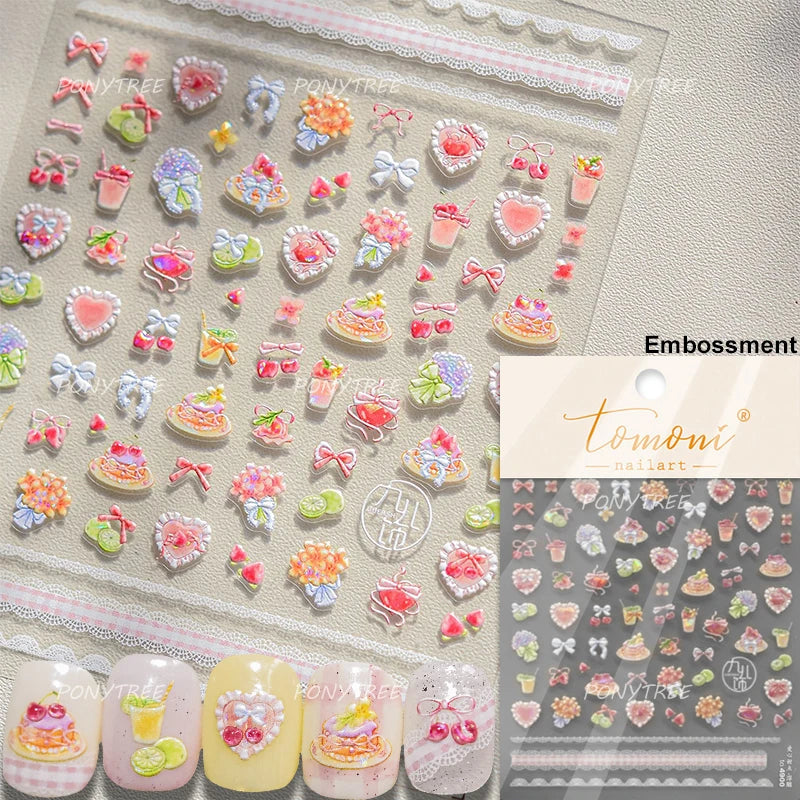 Cute Dream Catcher Net Bag Water Cup Woven Mesh Star Dreamy Bowknot Butterfly Embossed Adhesive Nail Art Sticker Manicure Decal (ONLINE ORDER ONLY)