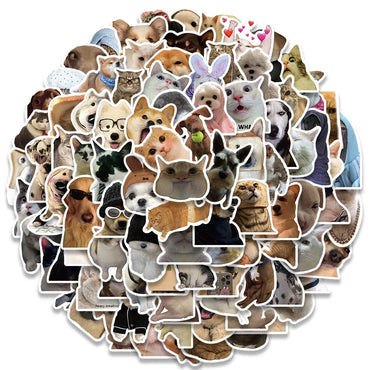 10/30/50/100pcs Cute Dog Cat MEME Funny Animals Stickers Kawaii Cartoon Decals Skateboard Notebook Luggage Phone Car Sticker Toy (ONLINE ORDER ONLY)