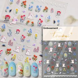 Cat Kitten Mewing Flower Star Bowknot Sweet Cherry Cake Food Line Sun Apple Heart Self Adhesive Nail Art Stickers Manicure Decal (Online Order Only)
