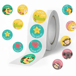 500pcs Teacher Awards Encourage Stickers Roll Cute Kawaii Kindergarten Children's Reward Sticker Gift Decorative Sticker (ONLINE ORDER ONLY)