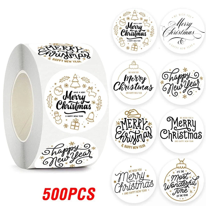 100-500pcs Christmas Theme Seal Labels Stickers For DIY Gift Baking Package Envelope Stationery Decoration 1inch (Online Order Only)