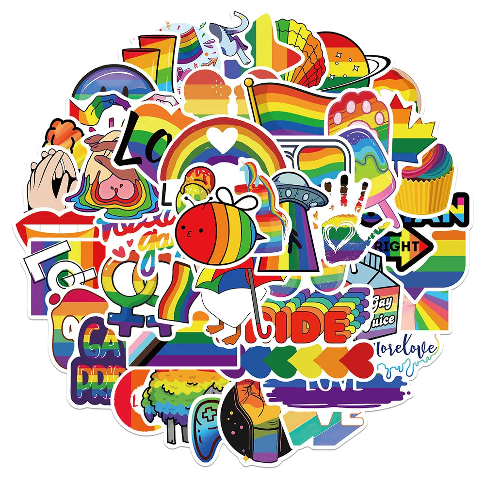 10/30/50/100pcs Cartoon Rainbow LGBT Graffiti Stickers Decals Skateboard Laptop Phone Luggage Car Waterproof Sticker Kids Toy (ONLINE ORDER ONLY)