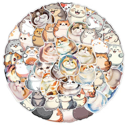 10/30/50pcs Kawaii Cat Cartoon Waterproof Stickers Cute Laptop Travel Luggage Phone Case Graffiti Sticker for Kids Classic Toys (Online Order Only)