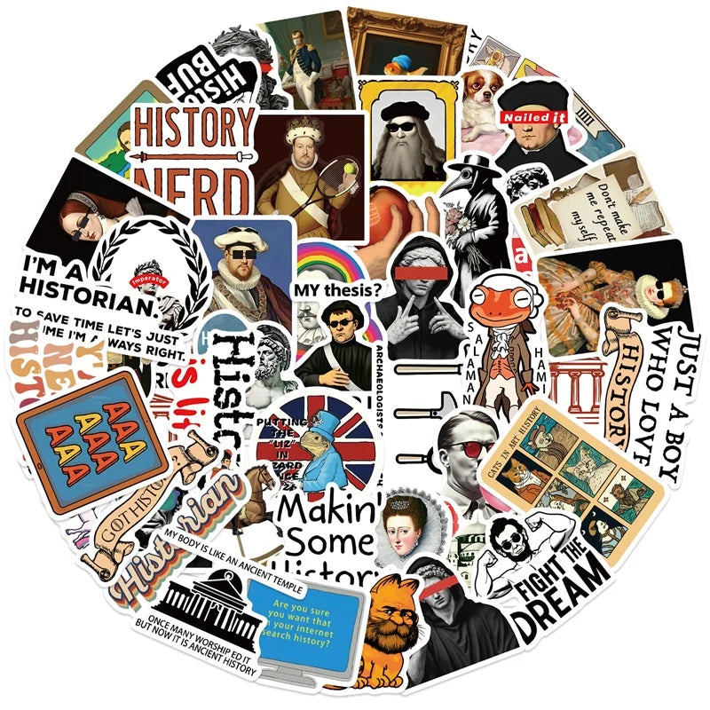 10/30/50PCS Funny History Character Sticky PVC Sticker Aesthetic DIY Decoration Scrapbooking Hand Accounting Supplies for Kids (ONLINE ORDER ONLY)